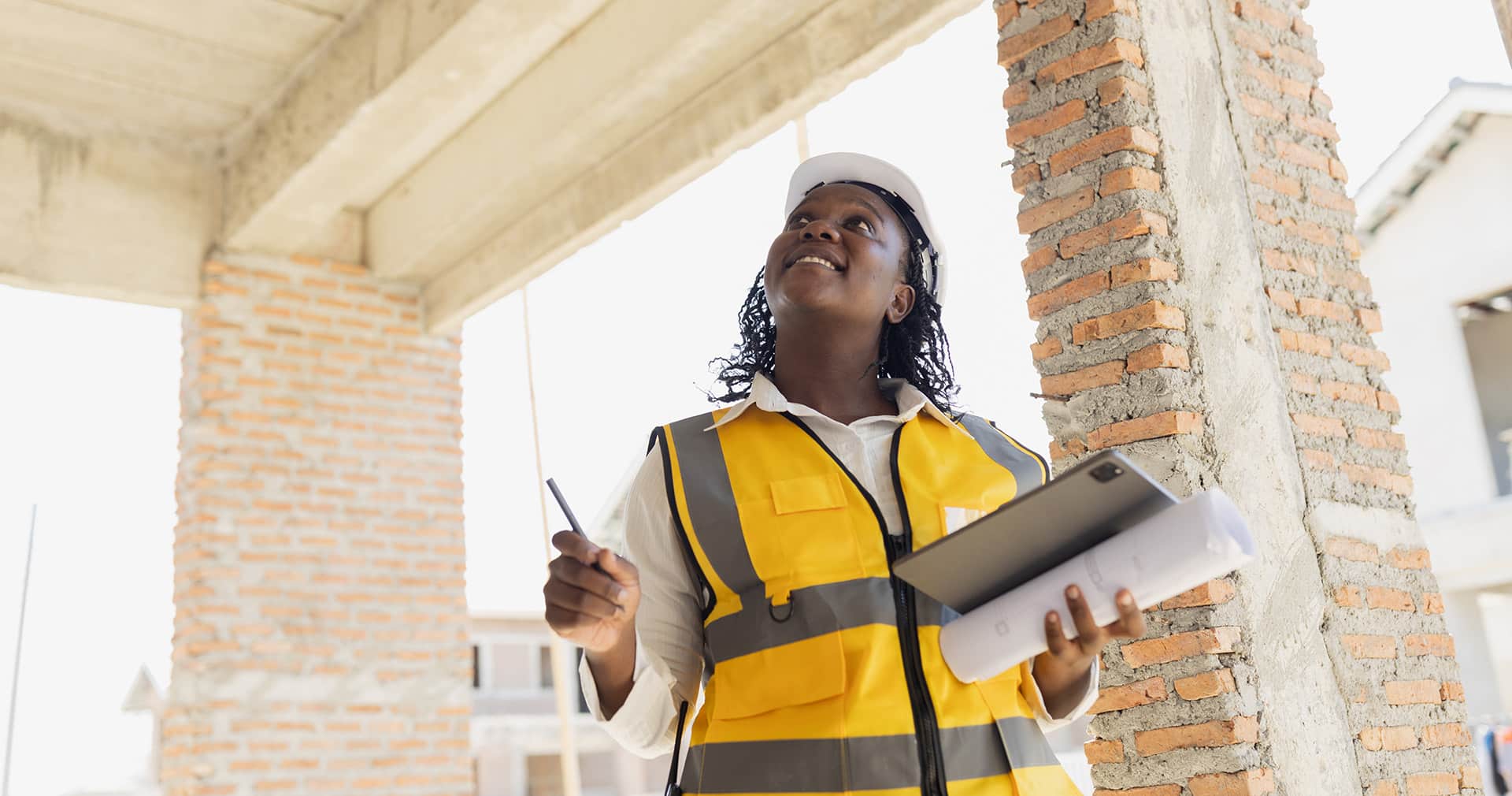 Construction project manager inside residential building project
